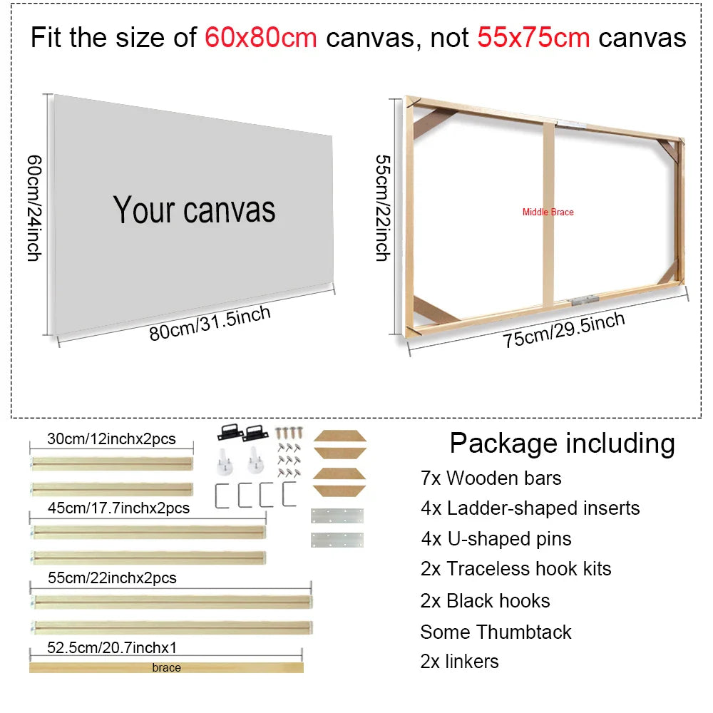 30x40 40x50 60x90cm Canvas Frame Wooden Frames Wooden Photo Oil Painting Canvas Diamond Painting Frames Canvas Wood Wall Frame