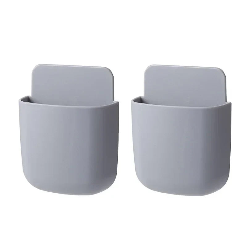 Wall Mounted Storage Box Phone Charger Holder Stand Rack for Remote Control Air Conditioner TV - Mobile Plug Organizer Case