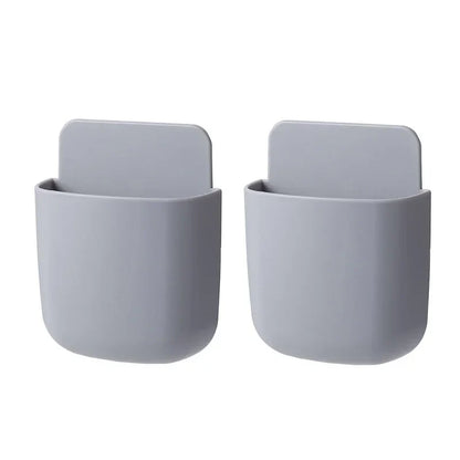 Wall Mounted Storage Box Phone Charger Holder Stand Rack for Remote Control Air Conditioner TV - Mobile Plug Organizer Case
