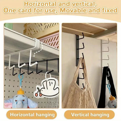 Kitchen Storage Rack 6 Hooks Wall Hanging Organizer Cup Mug Holder for Home Kitchen Bathroom