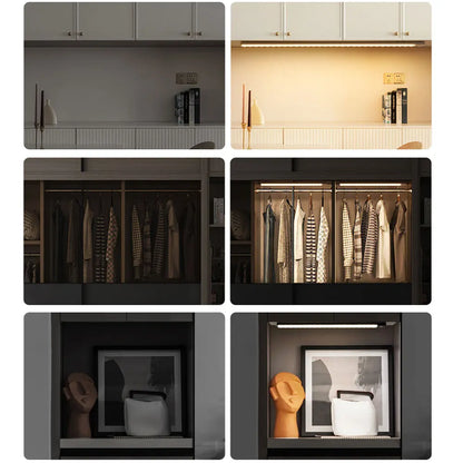 LED Cabinet Light Type C Rechargeable Motion Sensor Night Lights for Kitchen Wardrobe Cabinet Lighting 10cm/20cm/30cm/40cm/50cm