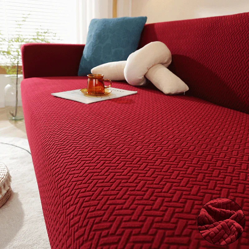Jacquard Elastic Sofa Cover For Living Room Slipcovers Stretch Polar Fleece Armchair Protector L Shaped Sofa 1/2/3/4 Seater Home