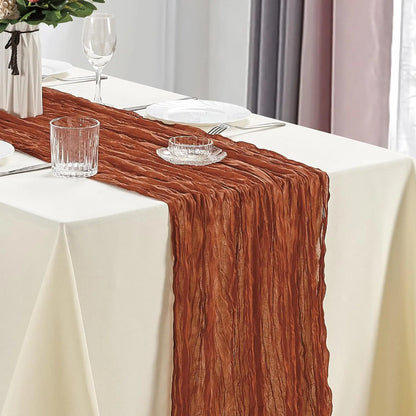 6pcs Cheesecloth Table Runner Boho Gauze Table Runner 40x270cm for Wedding Bridal Shower Birthday Party