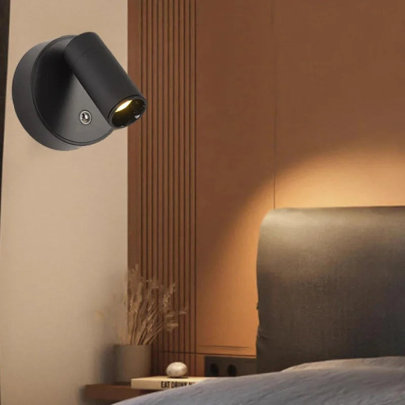 Magnetic Base USB Rechargeable LED Cordless Wall Light with Touch Switch Black White Magnet Dimmable Bedside Lamp for Reading