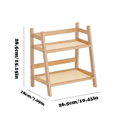 Countertop Organizer 2 Layer Coffee Cup Holder Multipurpose Bamboo Storage Shelf for Hotel Apartment Dressing Table Kitchen Home