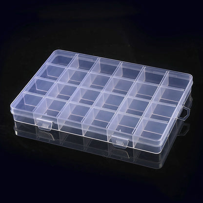 Clear 24-Compartment Plastic Storage Box – Organizer for Crafts, Beads, Jewelry & Small Items (1 Pack)