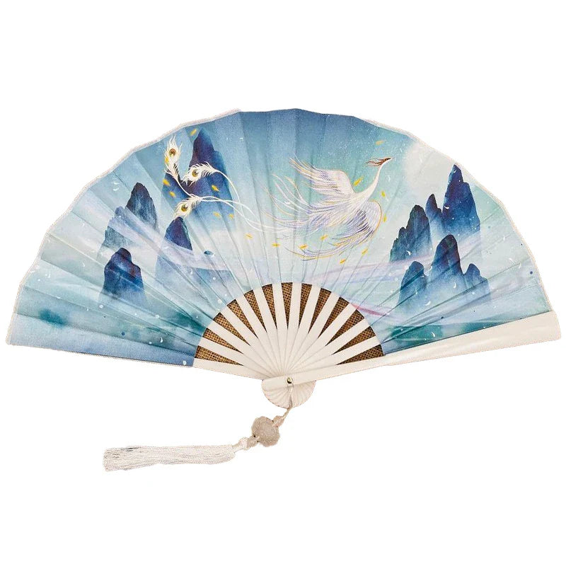 With Tassel Art Craft Style Foldable Hand Fan Portable Folding Fan Wedding Party Photo Props Guest Gifts Home Decor Craft