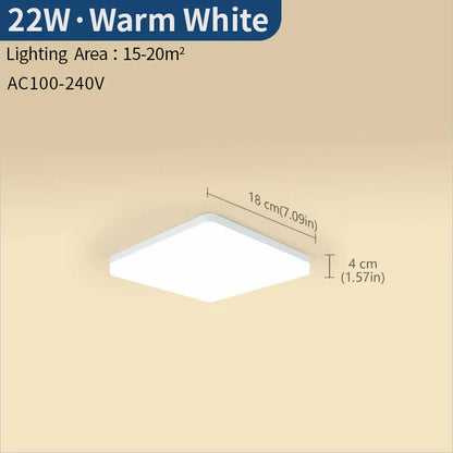 MARPOU Square Led ceiling lamp bedroom lighting Neutral white cold white warm white 48W 36W 24W 18W led ceiling light room