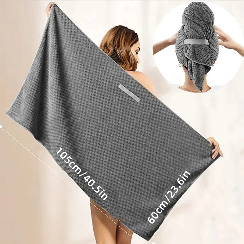 Microfiber Hair Towel Extra Large Wrap Quick Dry Hair Towel Wrap With Elastic Band , Ultra Absorbent Soft Hair Towel Wrap Turban