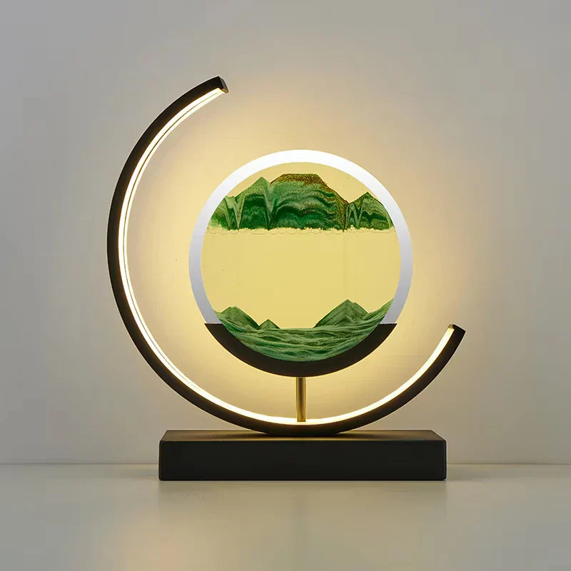 LED Night Light Moving Sand Art Table Lamp Quicksand Sandscape 3D Hourglass Bedside Lamps Flowing Sand Painting Home Decor Gifts