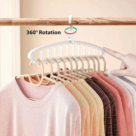1PC 11-Hole Multi-functional Clothes Hanger for Dormitory Home-use Spiral Plastic Closet Drying Hanger Support