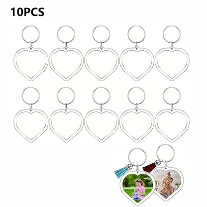 10pcs Transparent Photo Frame Keychain Tassels Snap-In Custom Insert Photo Acrylic Blank Keyring Clear Blank Picture Pendant