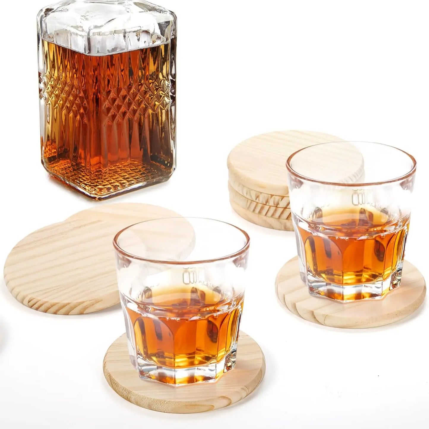 Wood Coasters Round Blank Wooden Coasters for Crafts with Non-Slip Silicon Dots for Home Decoration Mother Day Gift