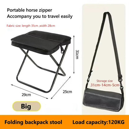 Folding stool for outdoor leisure, camping, and hiking fishing trips, convenient shoulder bag style portable stool for storage