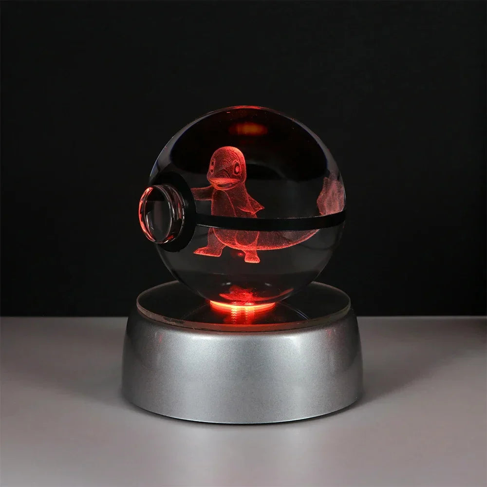 Pokemon 3D Crystal Ball Pikachu Gengar Eevee Mewtwo Anime Game Pokeball Led Night Light Base Kids Birthday Gift Home Decoration