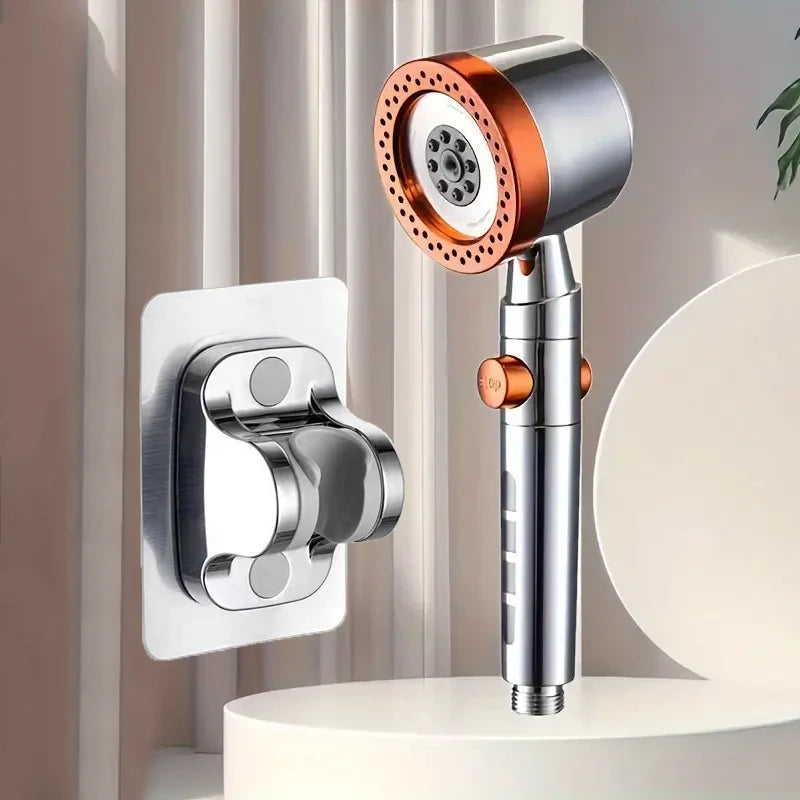New High Pressure Water Saving Filter Shower Head 5 Modes Handheld Shower Head One Button Stop Bathroom Accessories Set