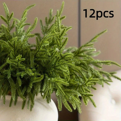 24/12pcs Artificial Cedar Sprigs - Perfect for Christmas & Winter Home Decor, Tabletop Accents