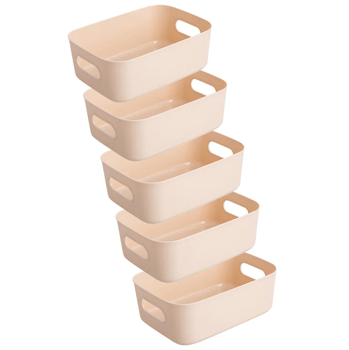 5pcs Stackable Storage Box Set,Rectangular Plastic Organizer Containers,Durable, Reusable,for Kitchen,Bathroom,Dorm Essentials