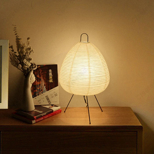 Japanese Design Paper Table Lamp Tripod Rice Paper Table Lamp Japanese Style Lantern Lamp Led Desk Lamp for Bedroom