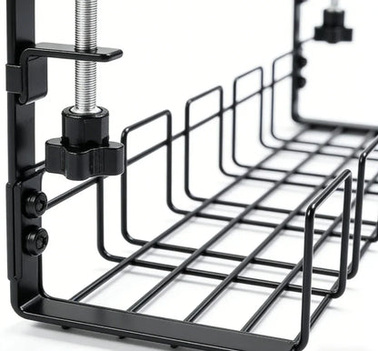 Metal under Table Storage Rack Cable Management Tray Wire Organizer for Home Office Desk No Punching Kitchen Storage Accessories