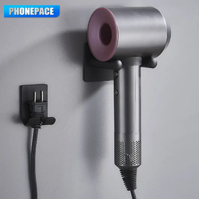 Waterproof Wall Mounted Hair Dryer Holder Space Saving Bathroom Organizer Rack Durable Storage for Hairdryer and Styling Tools P