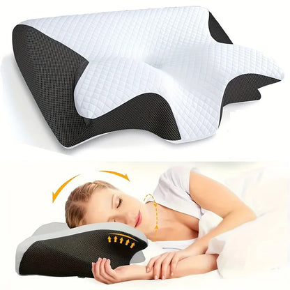 1pc Memory Foam Cervical Pillow, 2 in 1 Ergonomic Contour Orthopedic Pillow for Neck Pain, Contoured Support Pillows,Neck Pillow