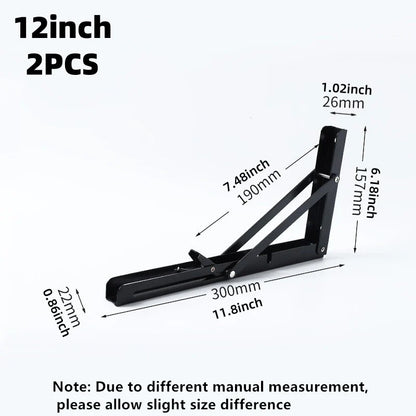 2Pcs Triangle Folding Angle Shelf Bracket Heavy Duty Stainless Steel Collapsible Shelf Bracket for Table Work Bench Wall Mounted