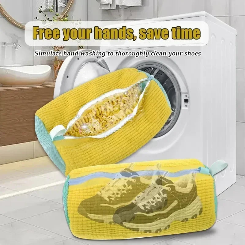 Laundry Bags Shoe Washing Machine Bag-with Zipper Laundry Bag with Rich Fluff Inside,Perfect for Sneakers with Shoe Brush