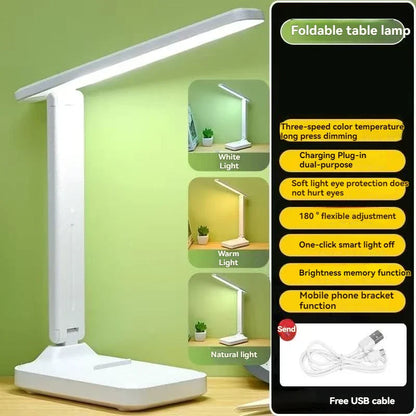 Foldable Table Lamp Led Desk Lamp 3 Type Stepless Dimmable Touch Bedside Reading Eye Protection Night Light USB Chargeable