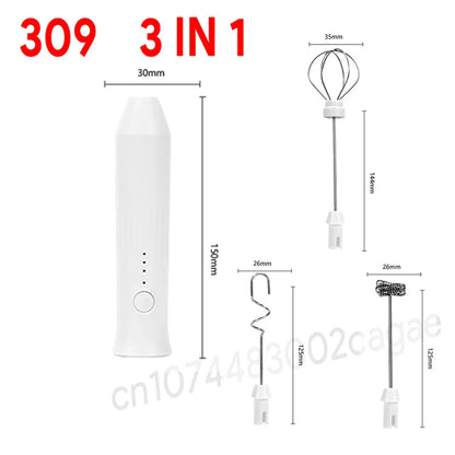 Wireless Milk Frother Electric Type-C Handheld Blender Stainless Steel Mini Coffee Maker Whisk Mixer For Coffee Cappuccino Cream