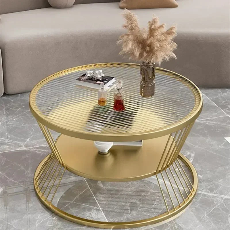 Small Apartment Living Room Round Household Minimalist Mini  Table Modern Light Luxury