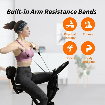 Exercise Bike Foldable Fitness Indoor Stationary Bike Magnetic 3 in 1 Upright Recumbent Exercise Bike for Home Workout