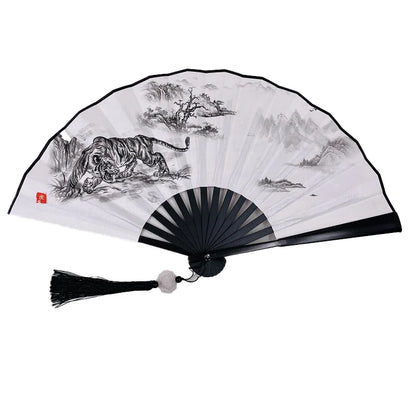 With Tassel Art Craft Style Foldable Hand Fan Portable Folding Fan Wedding Party Photo Props Guest Gifts Home Decor Craft