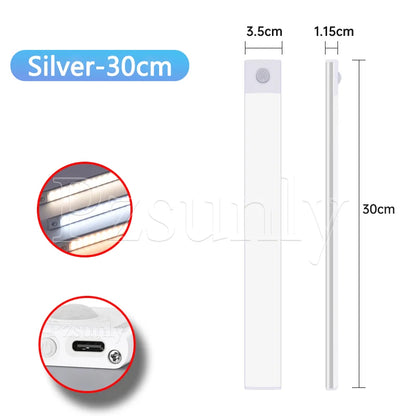 Night light LED Cabinet Light USB Rechargeable Motion Sensor Light Suitable For Kitchen Wardrobe Cabinet Lighting 30cm/40cm/50cm