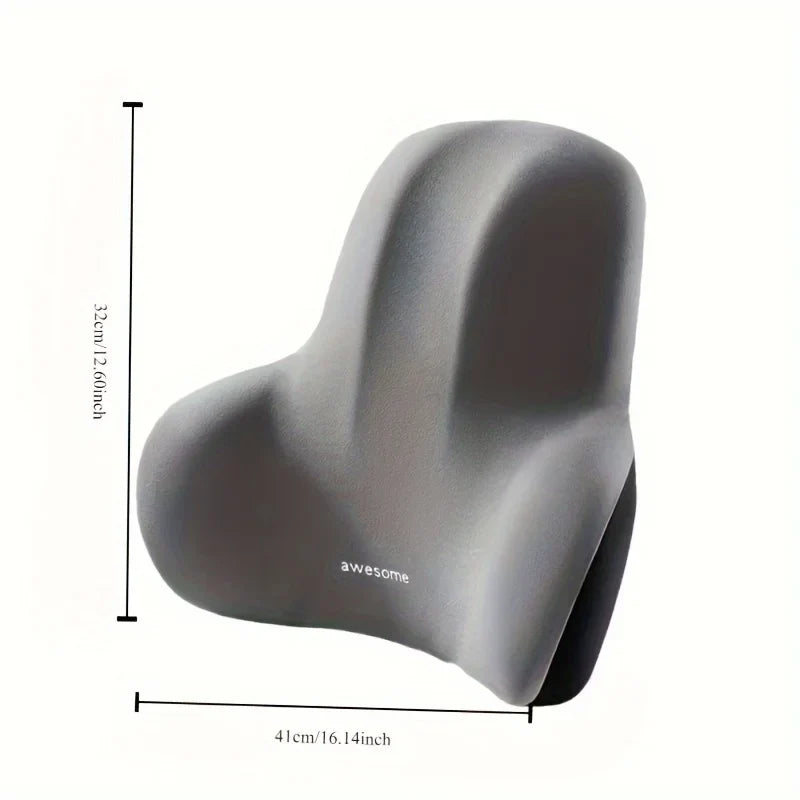 1pc Memory Foam Seat Cushion Set - 2-in-1 Lumbar & Seat Pillow for Office/Car,Grey & Black, Holiday Gift for Back Pain Relief