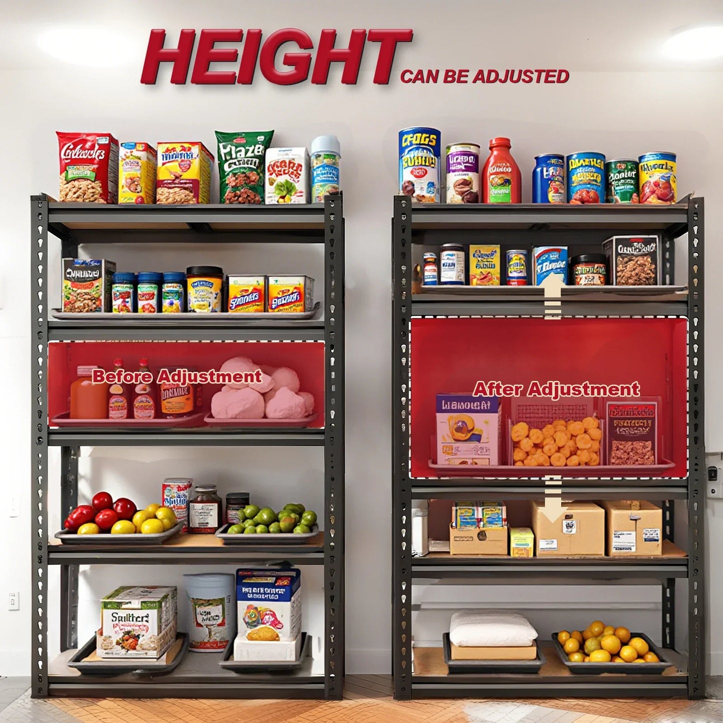 72"/60"H Garage Shelving Storage Shelves，2000LBS Capacity Heavy Duty Adjustable Storage Shelve For Closet