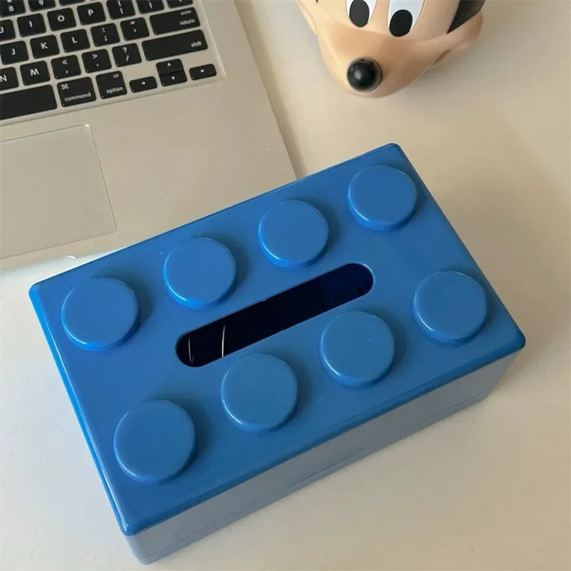 1PC Creative Cartoon Building Block Tissue Box with High Aesthetic Value for Household Napkins Paper Drawer Storage Box