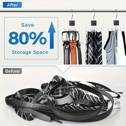 360°Rotating Belt Hanger Hook Durable Belts Rack Organizer for Belts Scarves Bras Ties Home Dorm Storage Hanger Closet Organizer