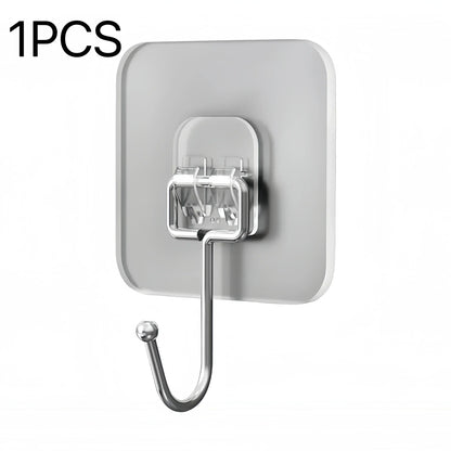 Big Size Hooks Heavy Duty 22 lbs Waterproof Adhesive Wall Hooks Nail-Free Transparent Waterproof Hooks for Kitchen Bathroom