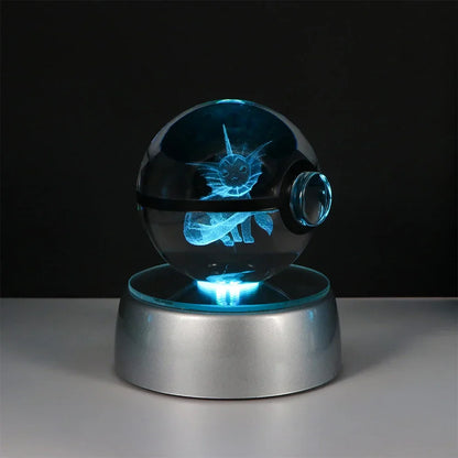Pokemon 3D Crystal Ball Pikachu Gengar Eevee Mewtwo Anime Game Pokeball Led Night Light Base Kids Birthday Gift Home Decoration