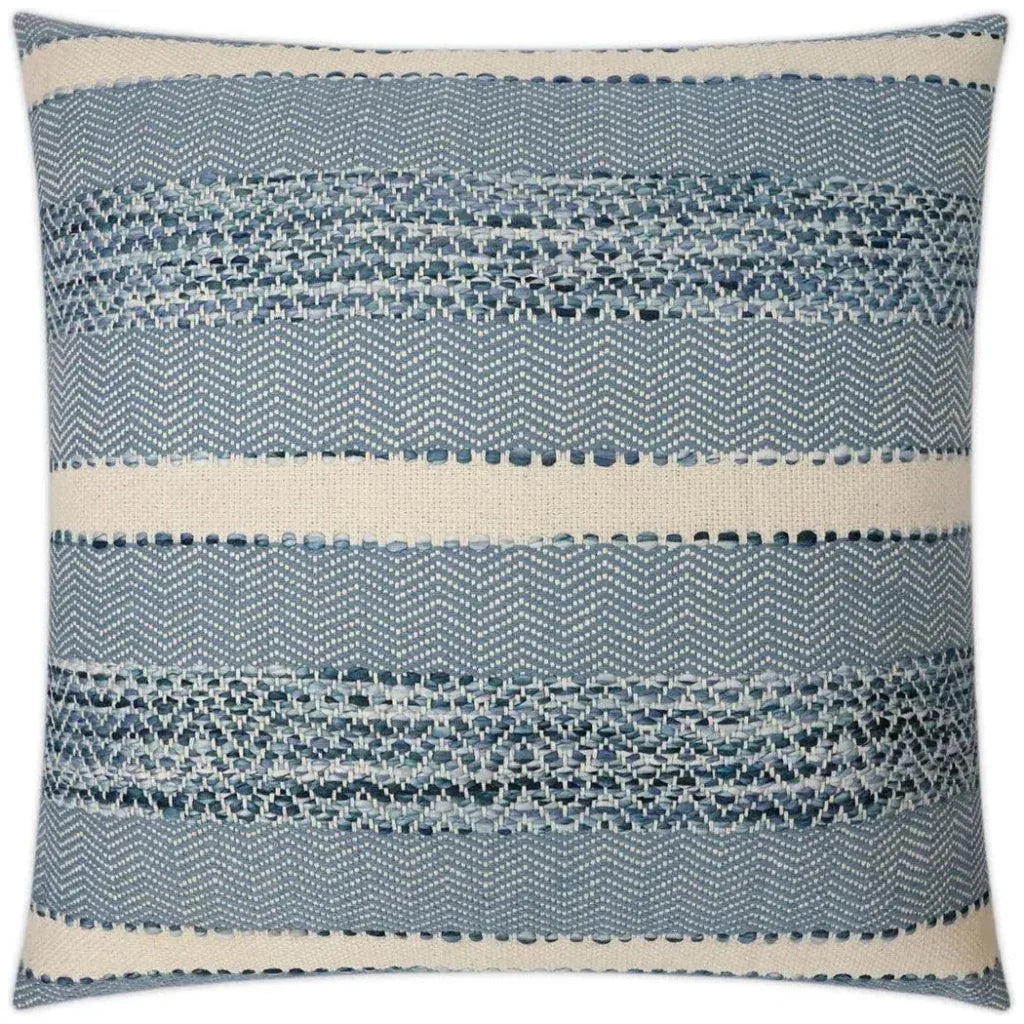 Sacred Valley Baltic Stripes Blue Large Throw Pillow