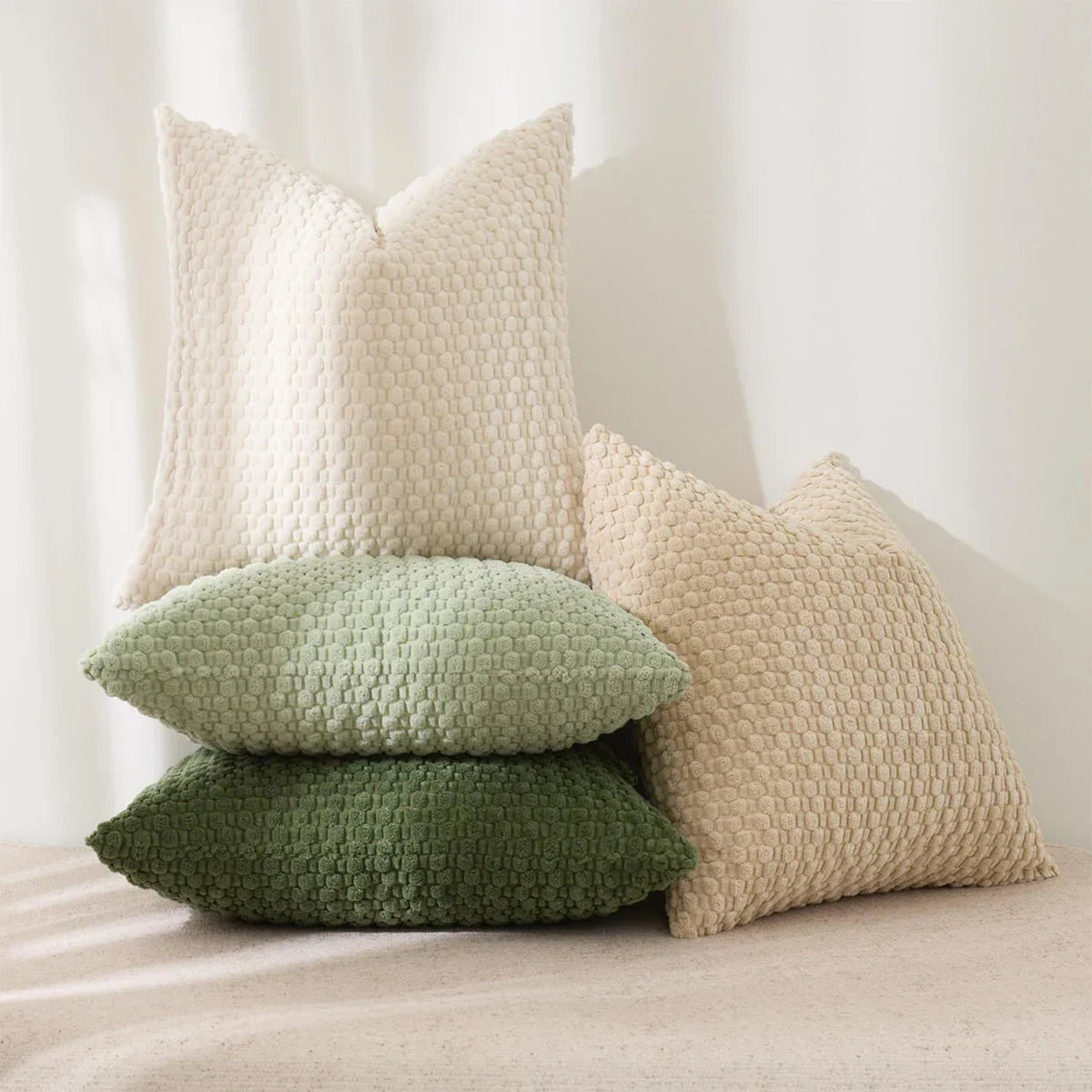 1pc Soft Boho style modern double-sided design pillows cover, Farmhouse Neutral Decorative Home Decor Striped Corduroy Square
