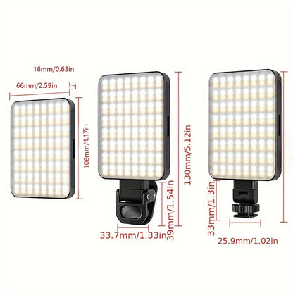 1pc Rechargeable Magnetic LED Selfie Light,3 Modes Dimmable Light,3000mAh,120LEDs,Clip-On for Phone/ Laptop/ PC,Makeup,Video