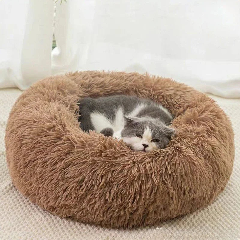 Cozy Plush Pet Bed for Cats & Small Dogs - Soft PU, Contemporary Style, Non-Assemble, Ideal for Kittens & Puppies Up to 3lbs