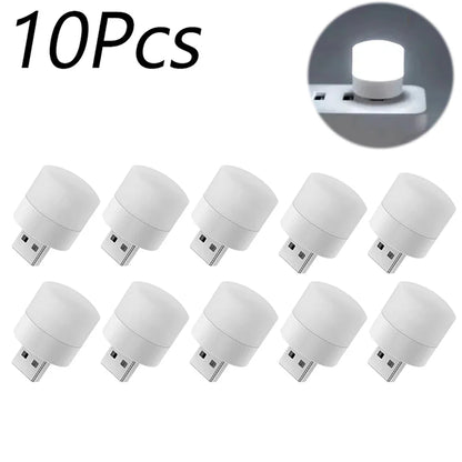 1/3/5/10Pcs USB Night Light Warm White LED Plug-In Light Bulb Portable Home Environment Light Energy-Saving Reading Night Light