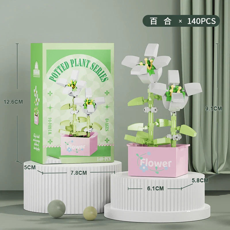 Flower Bouquet Mini Particle Building Blocks Flower Kit 3D DIY Creative Plants Micro Bricks for Home Decor Girl Gift Adults Kids