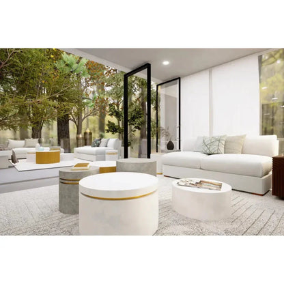 Santori Double Ring Short - White Outdoor End table