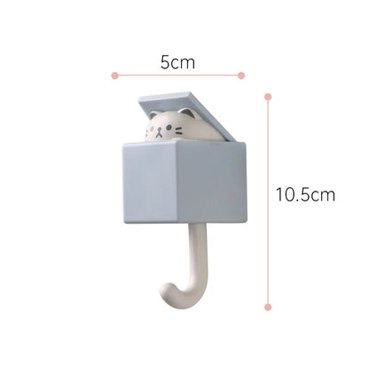 Cartoon Cat Hooks Stickers Bedroom Door Hooks Key Hooks Umbrella Towel Hat Coat Rack Wall Animal Decorative Hooks