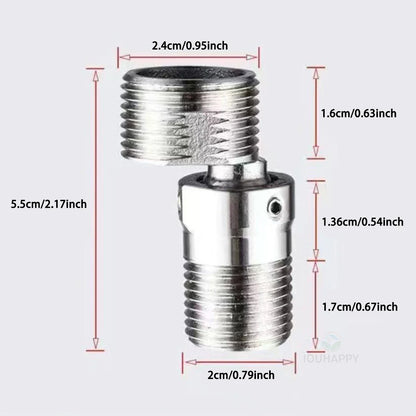 304 Stainless Steel Angled Curved Foot Wall Mounted Eccentric Screw Corner 360° Rotatable Adjustable Shower Faucet Adapter