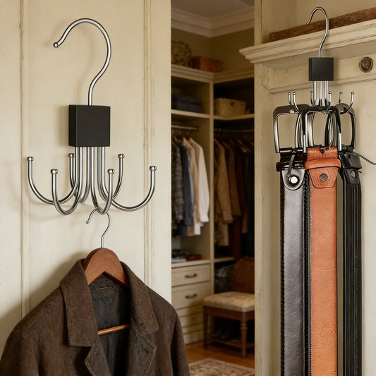 360°Rotating Belt Hanger Hook Durable Belts Rack Organizer for Belts Scarves Bras Ties Home Dorm Storage Hanger Closet Organizer